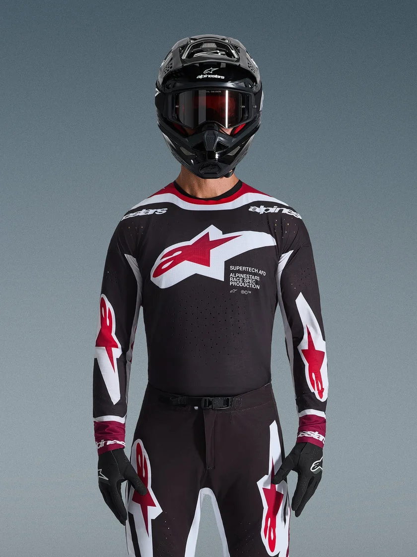 Camisa Alpinestars Supertech AFD Vista Preto/Vermelho/Branco